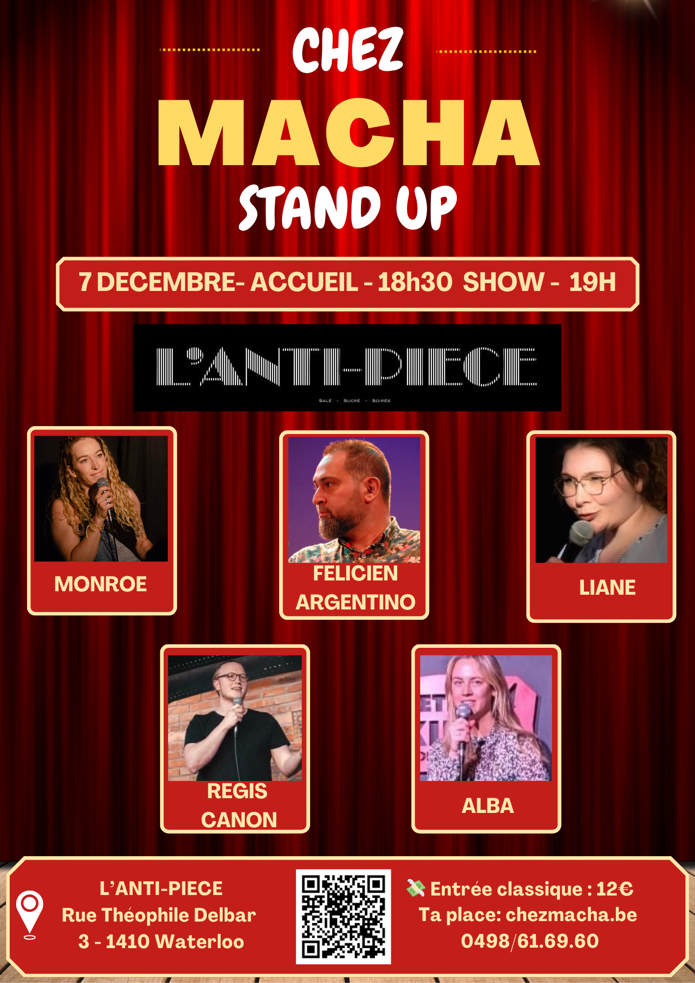 Chez Macha – Plateau de stand-up (L’Anti-Pièce) à Waterloo - Wekty